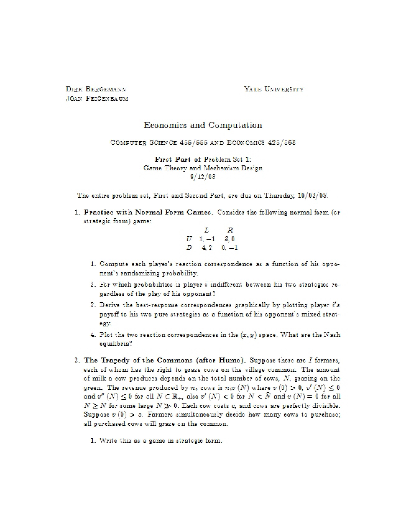 First Problem Set