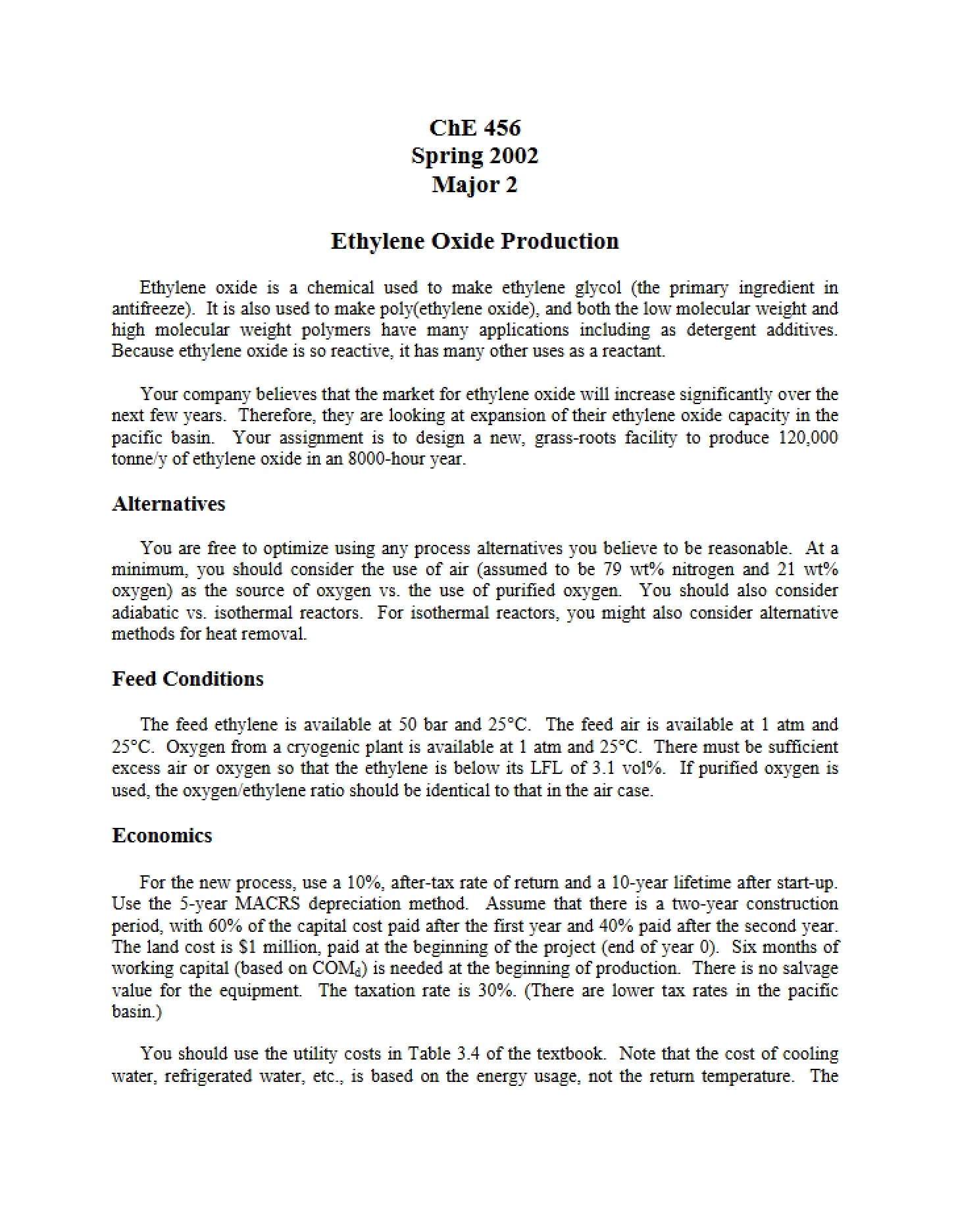 Production of Ethylene Oxide
