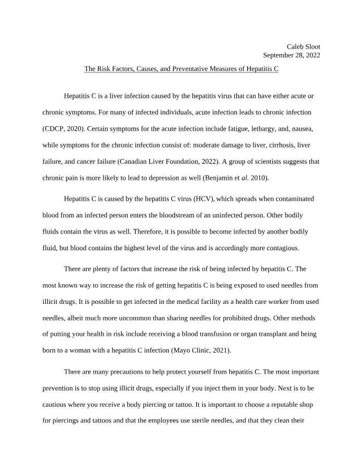 Seminar Assignment - BIOL1080