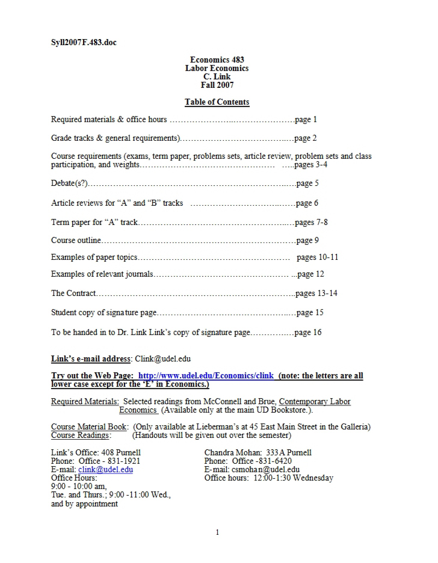 Class Outline