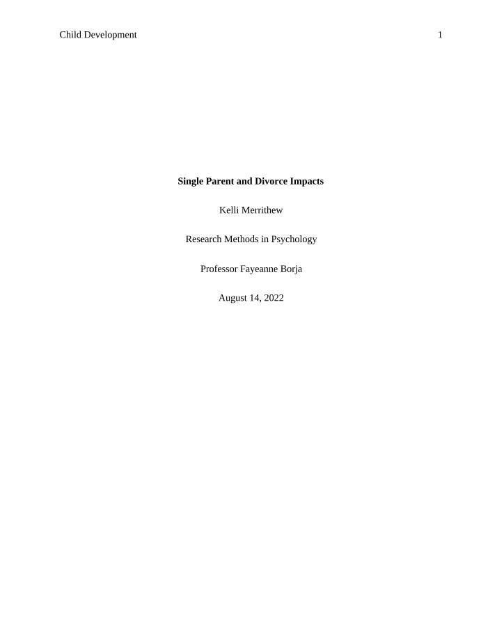 Impact of Divorce and Single Parenting on Child Development