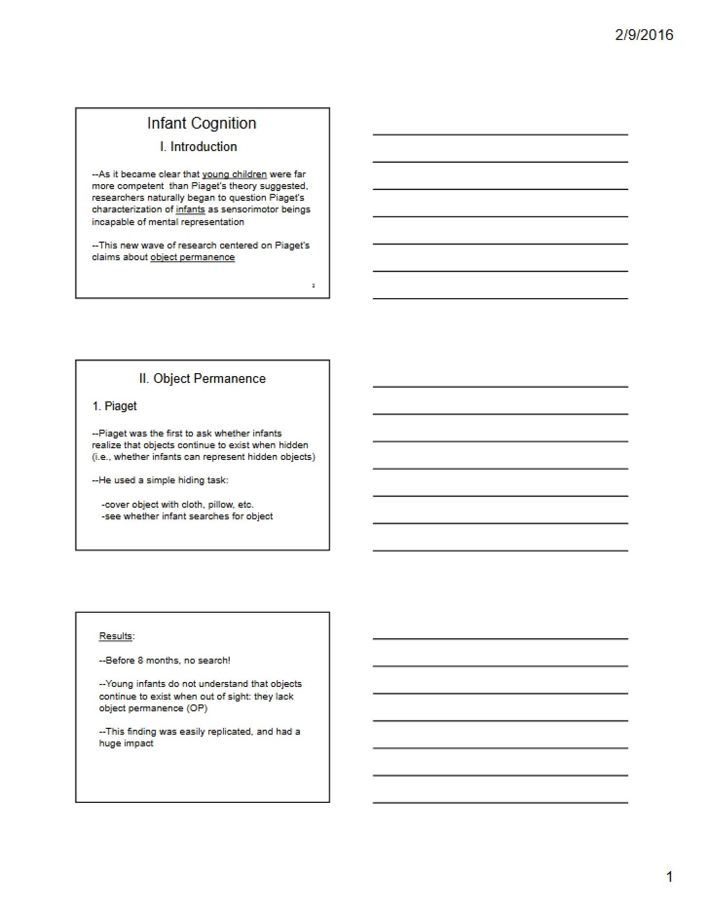 Infant Cognition (Spring 16, Section 3)