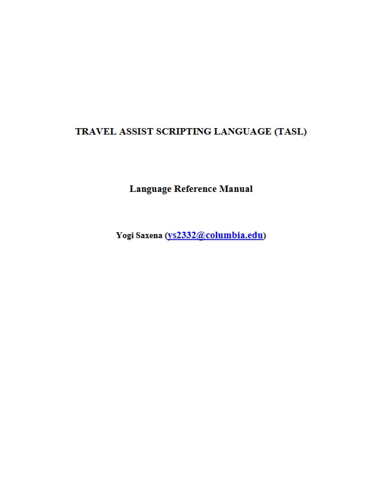 TASL Travel Assist Scripting Language