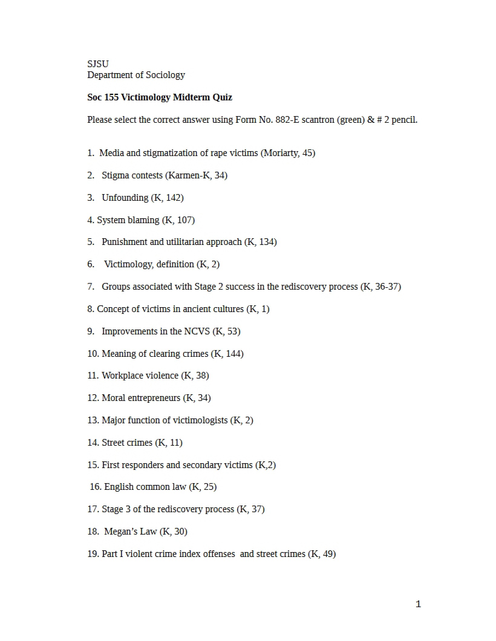 Guide for Midterm Study