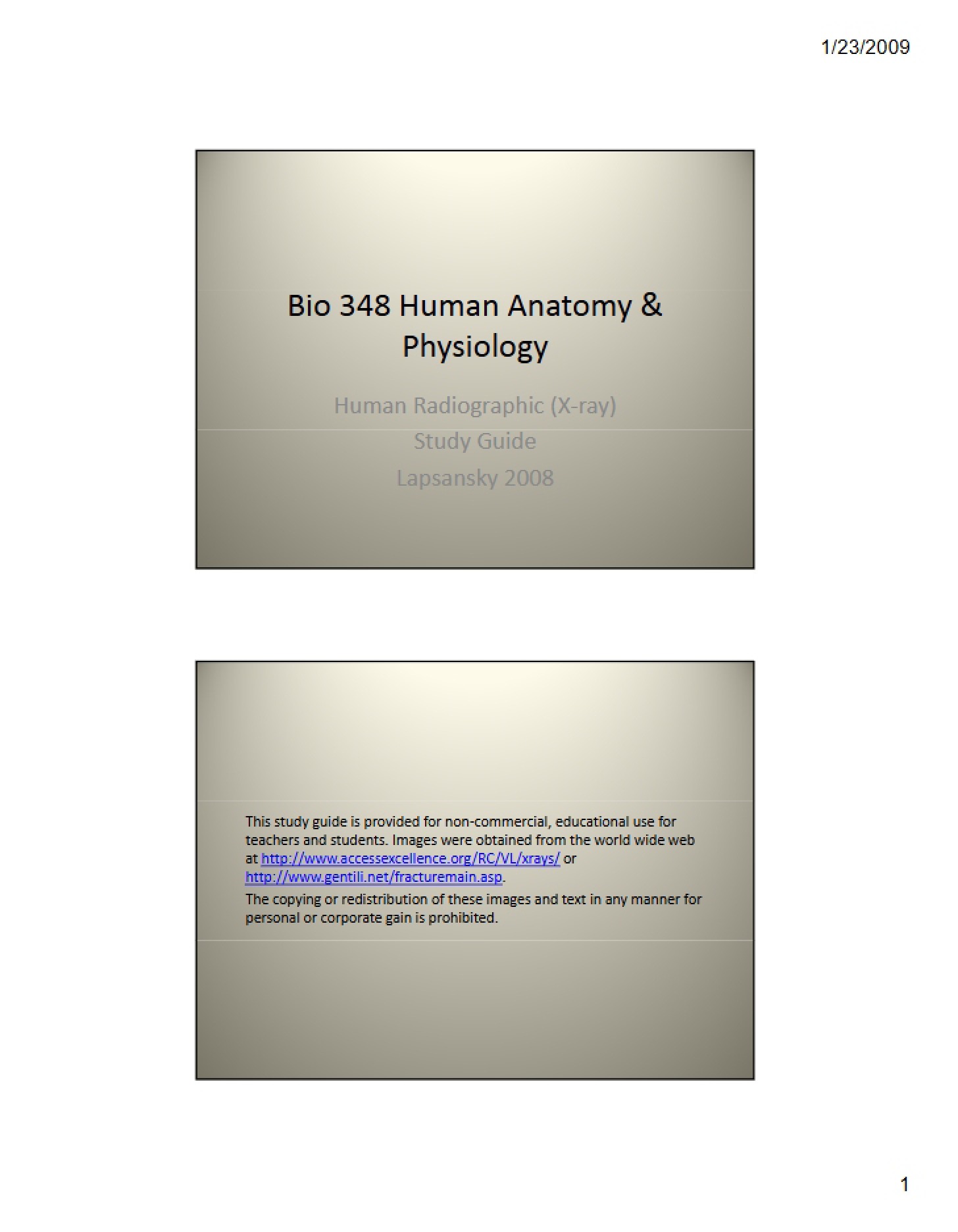 Study Guide for Human Radiography (X-Ray)