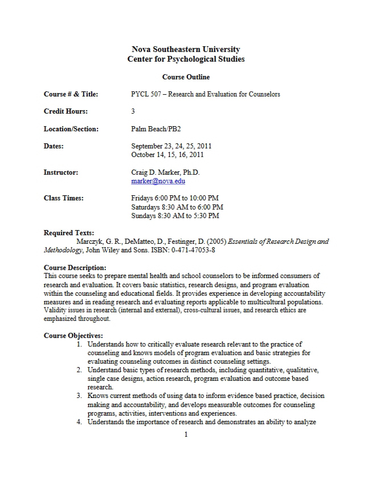 PYCL 0507 Course Plan