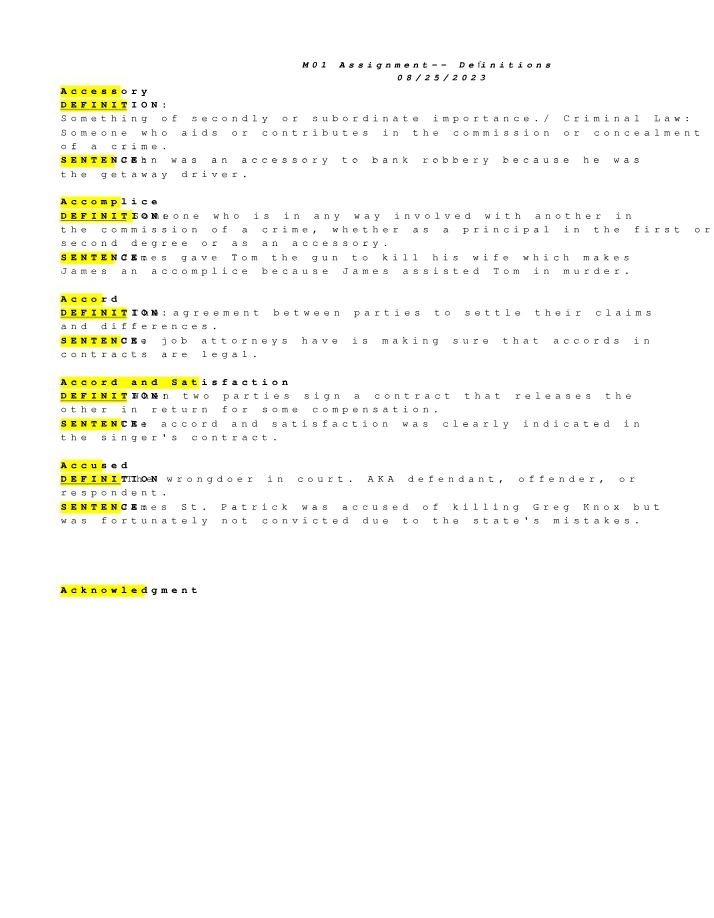 Definitions for M01 Assignment