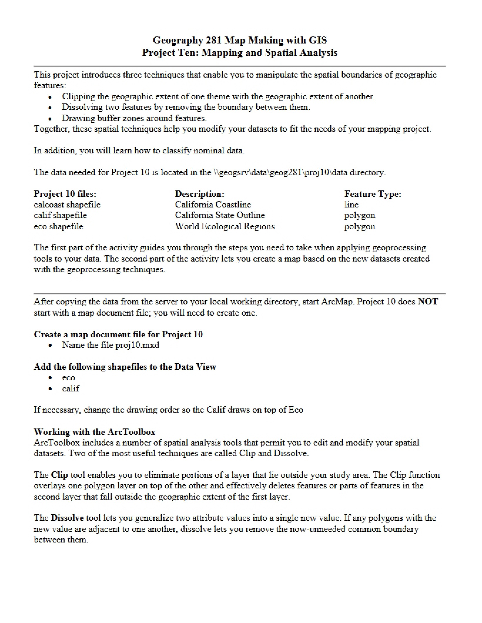 Spatial Analysis and Mapping Project 10