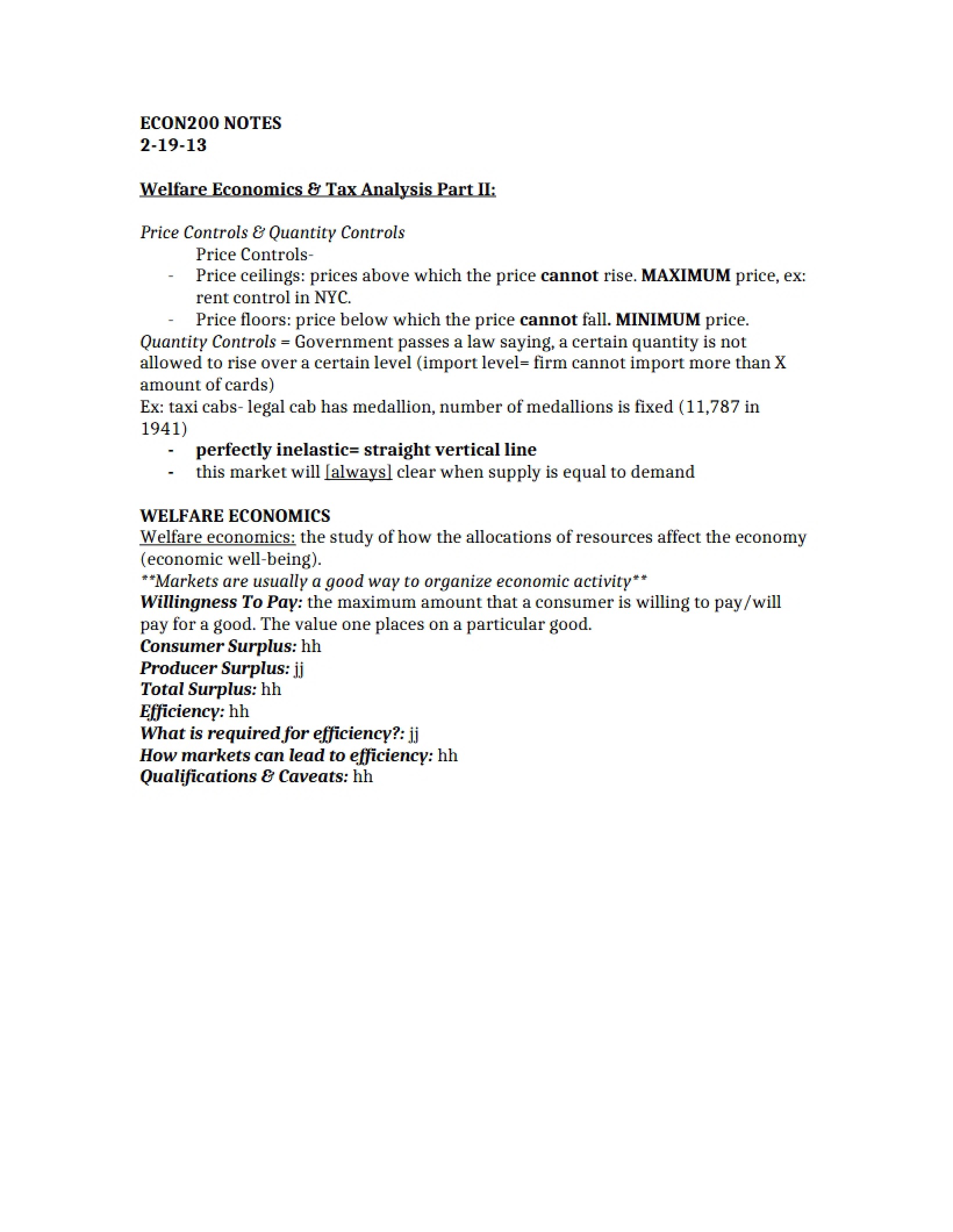 Part II Tax Analysis and Welfare Econ