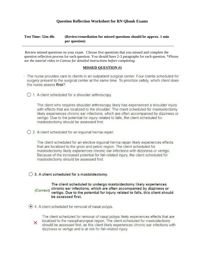 Worksheet for Question Reflection