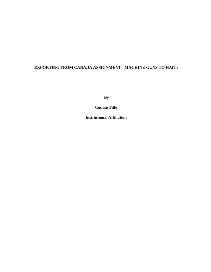 Exporting from Canada - Assignment on Machine Guns to Haiti