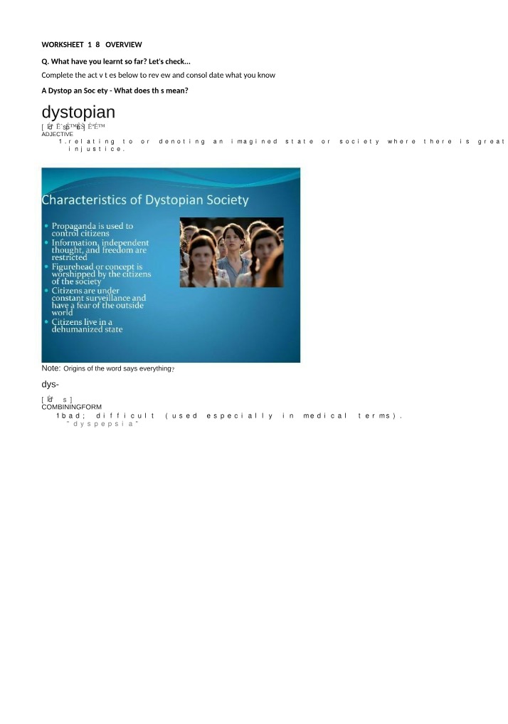 Worksheet - 1984 Overview