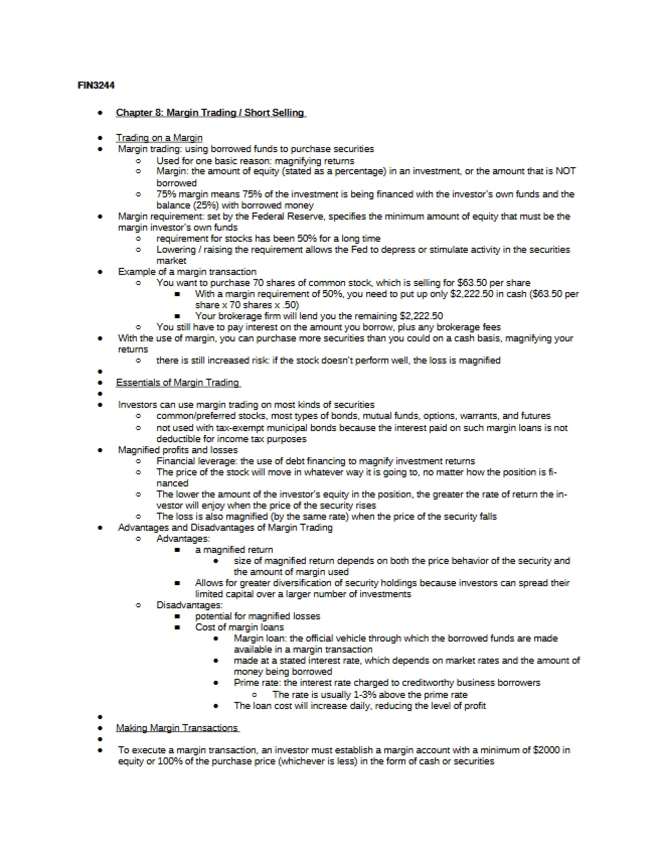 Principles of Margin Trading Chapter Eight