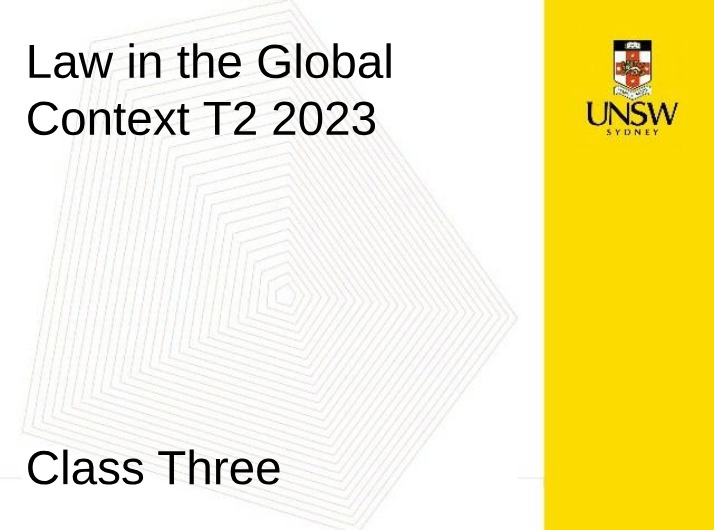 Class 3 - Domestic and International Law