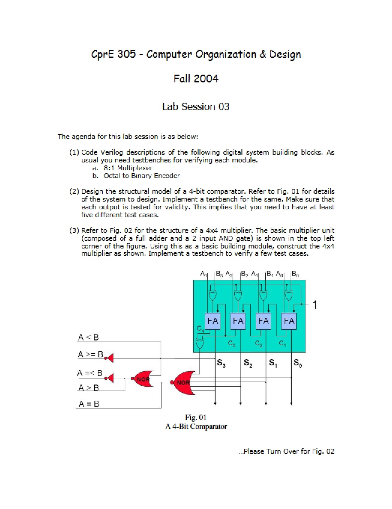 Third Lab Session for Computer Systems Organization
