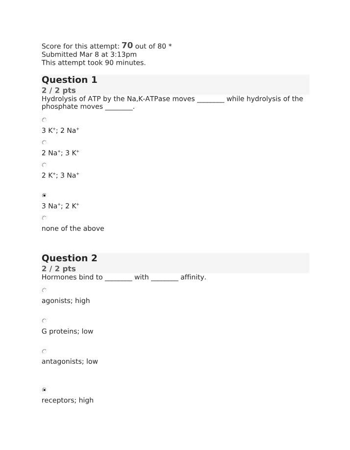 Biochemistry Week 8 Quiz