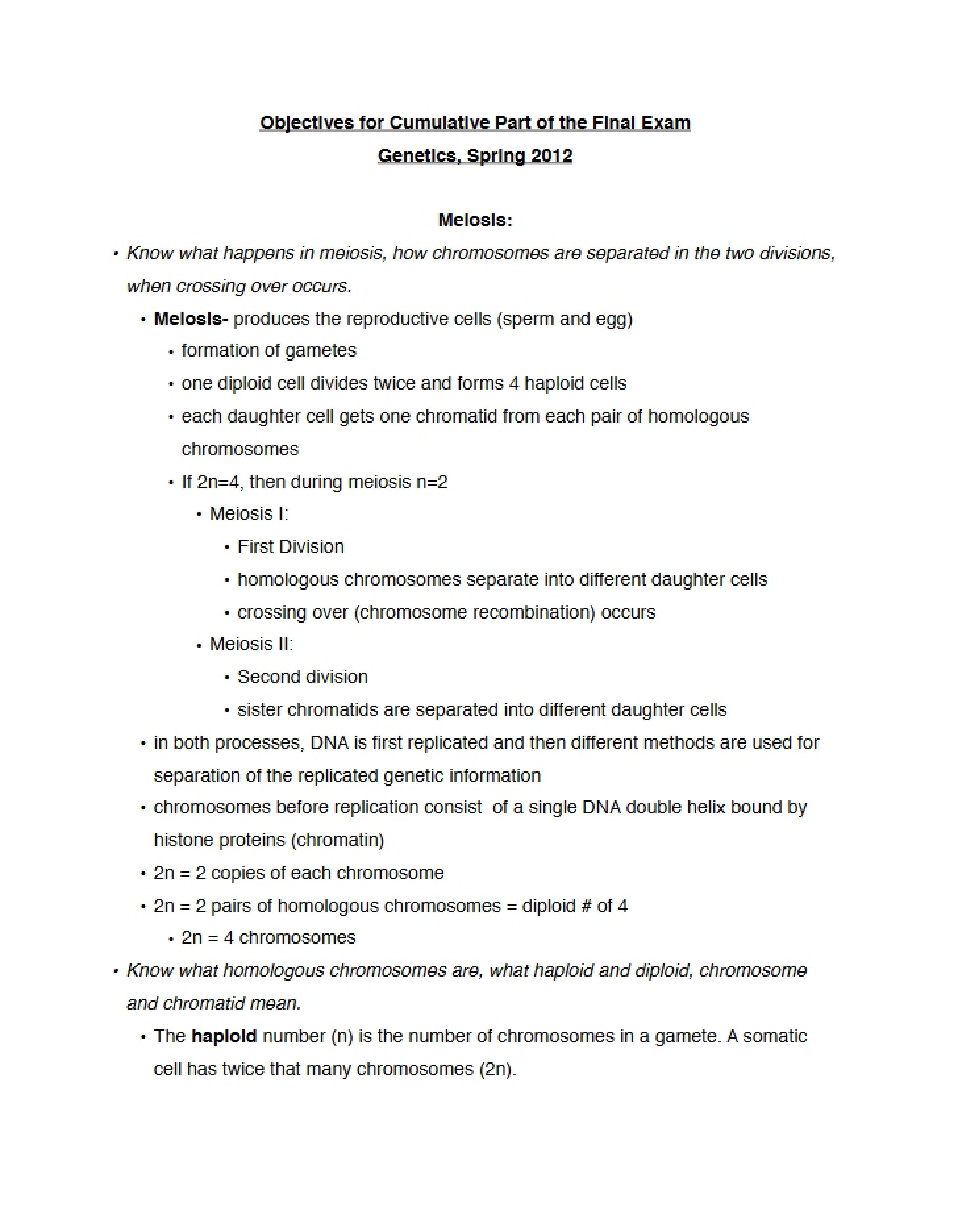 Document of Cumulative Objectives