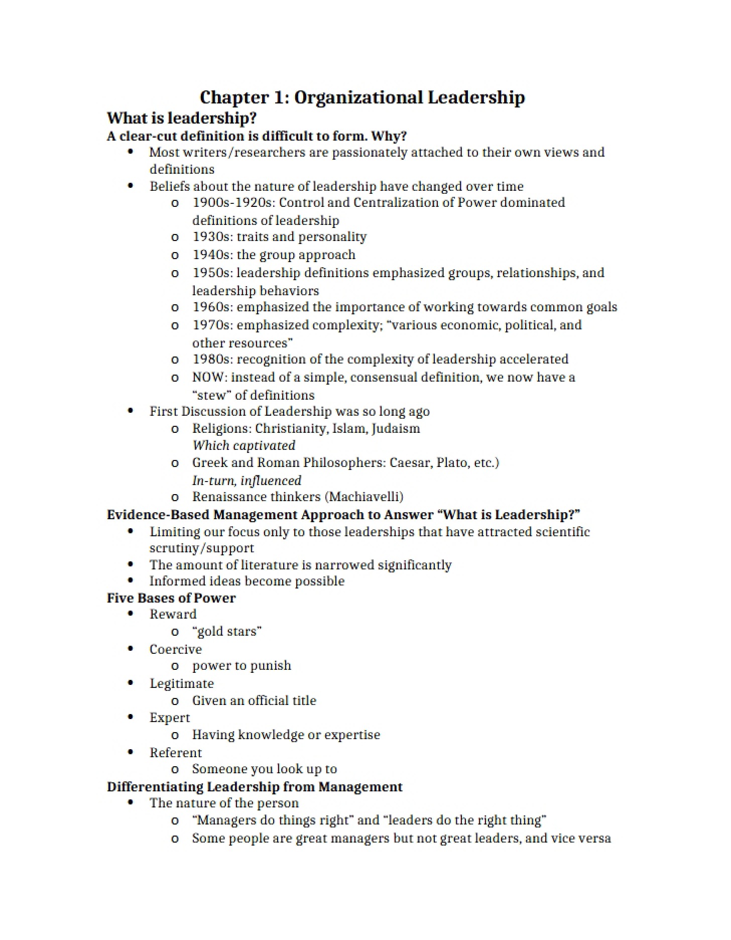 Organizational Leadership (Ch 1)