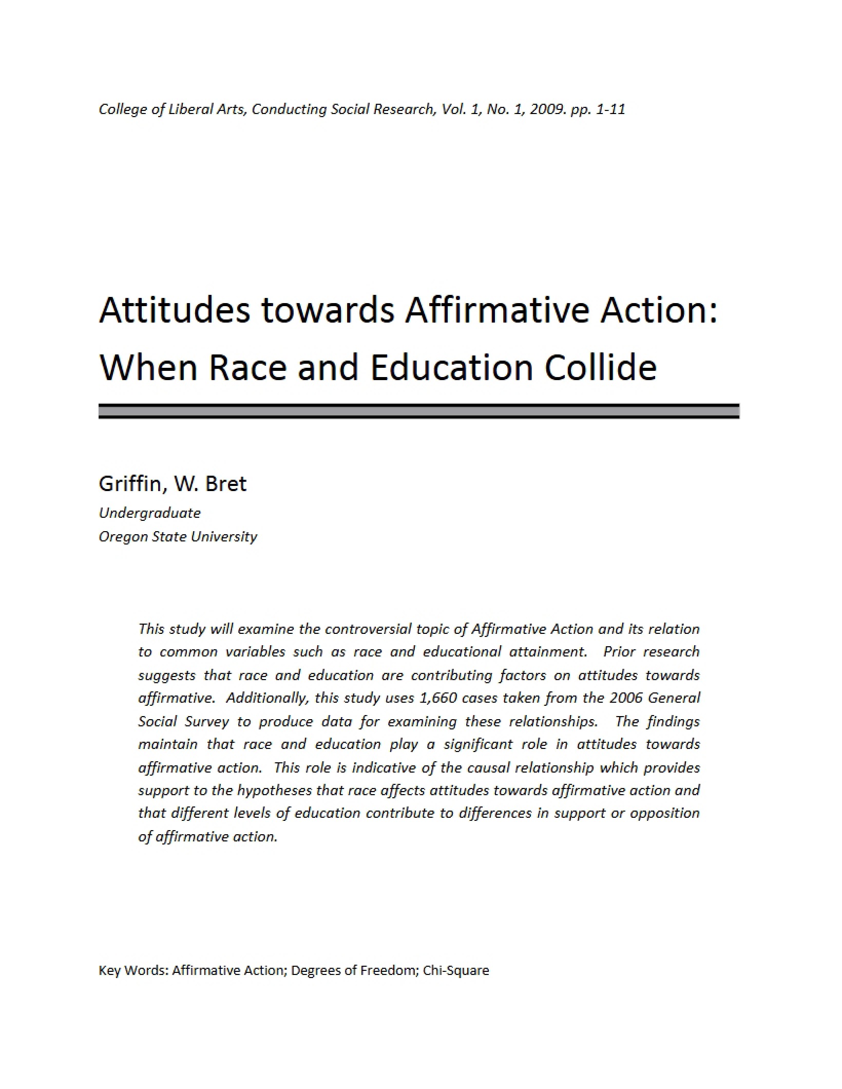 Affirmative Action, Education, and Race