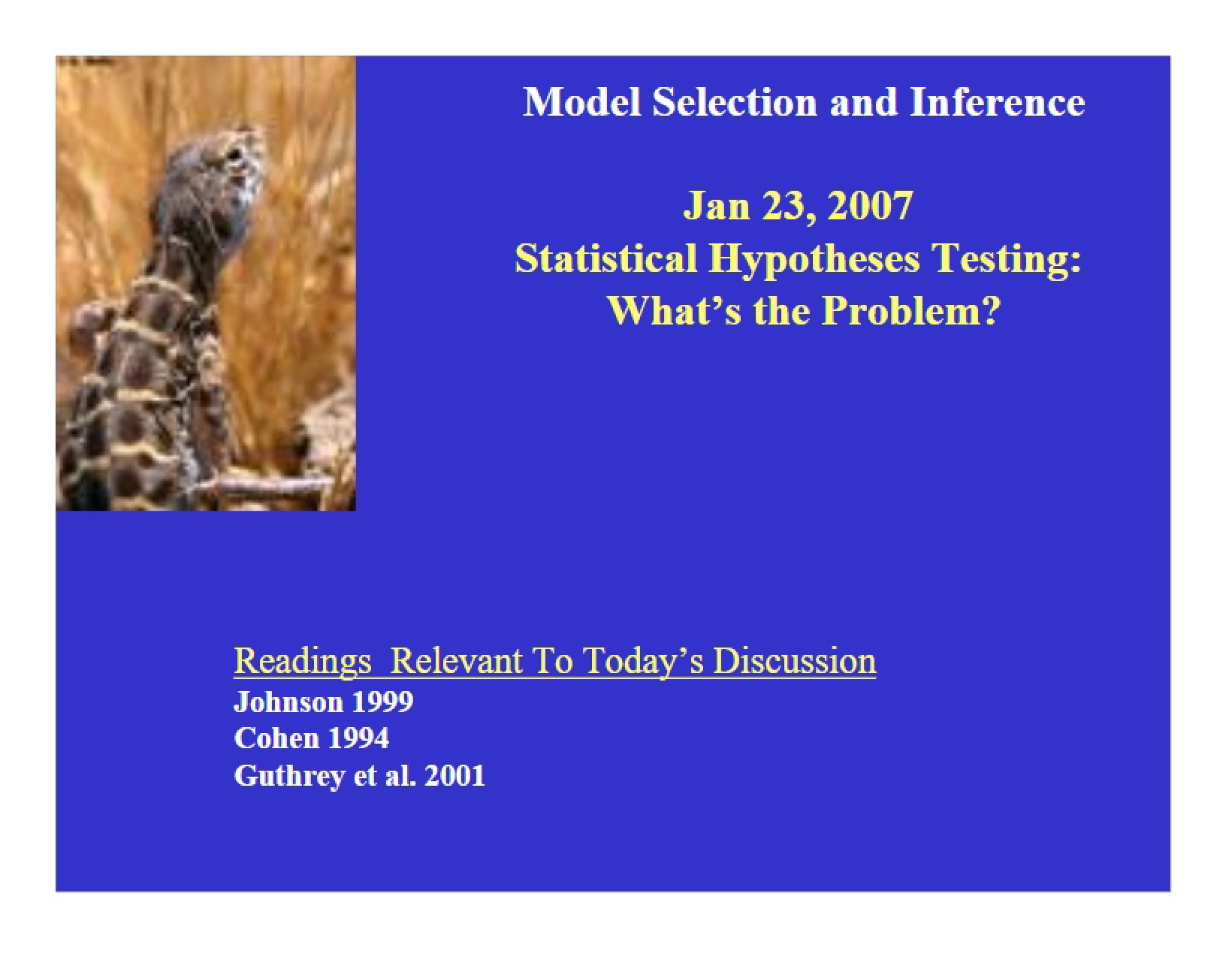 Model Inference and Selection