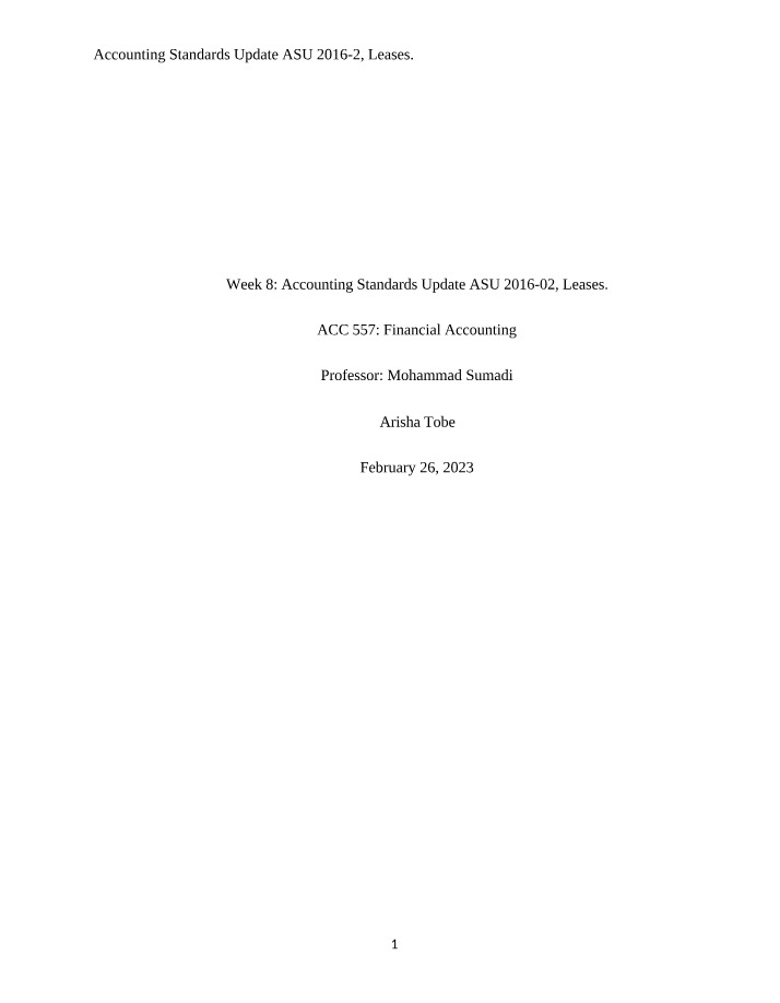 Leases - Accounting Standards Update 2016-2