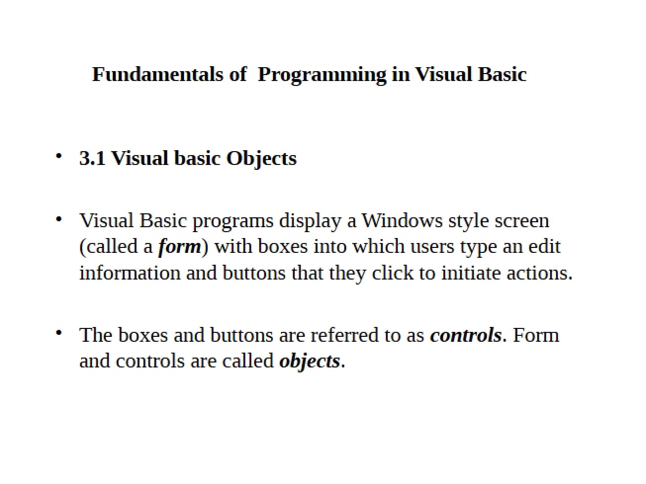 Objects in Visual Basic