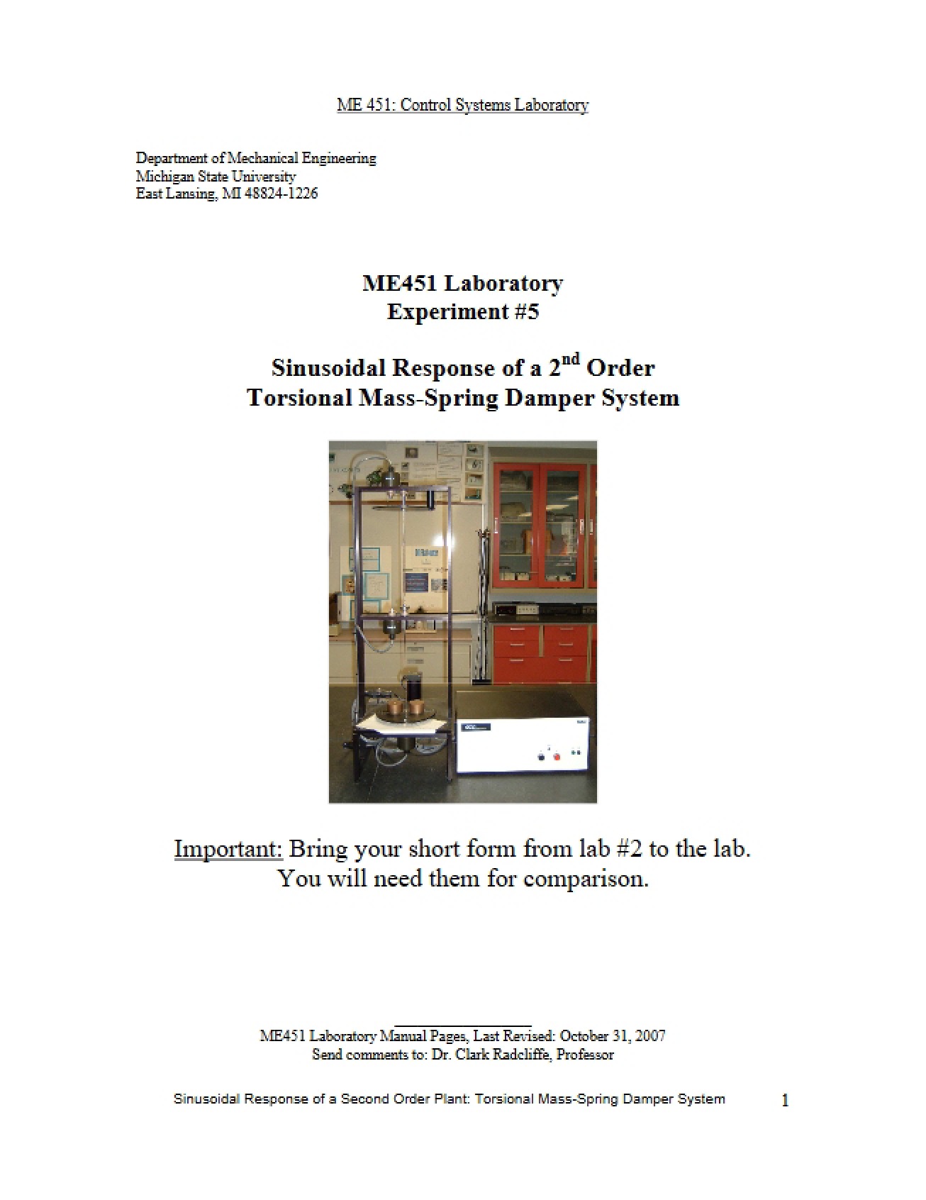 2nd Order Frequency Response Model (Exp 5)