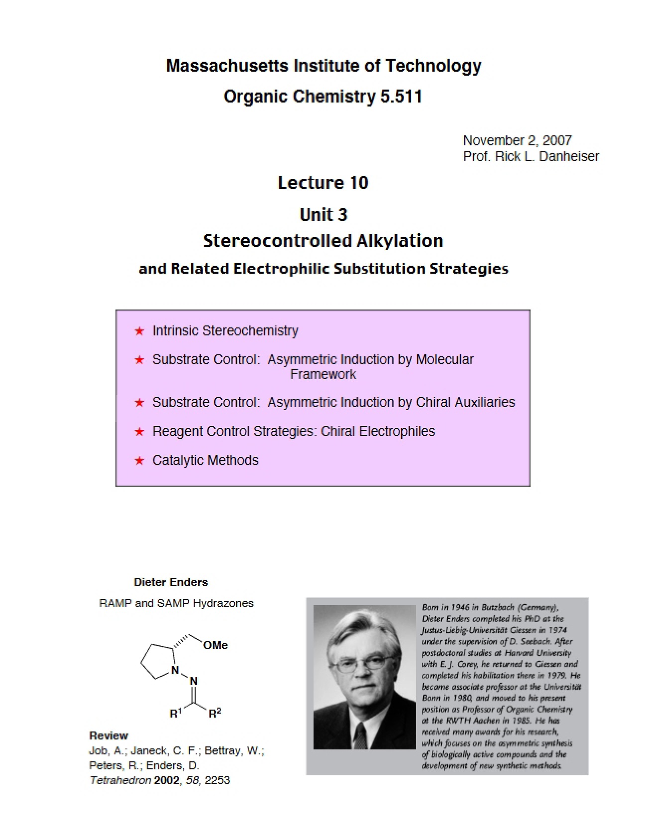Alkylation: Stereocontrolled