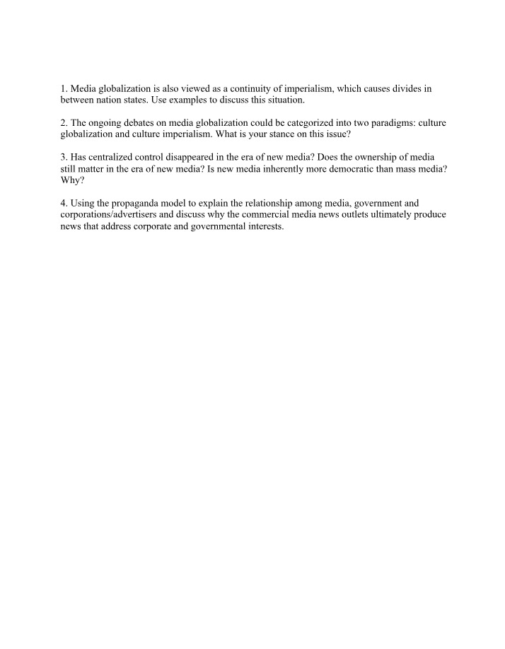 Final Exam Sample Questions