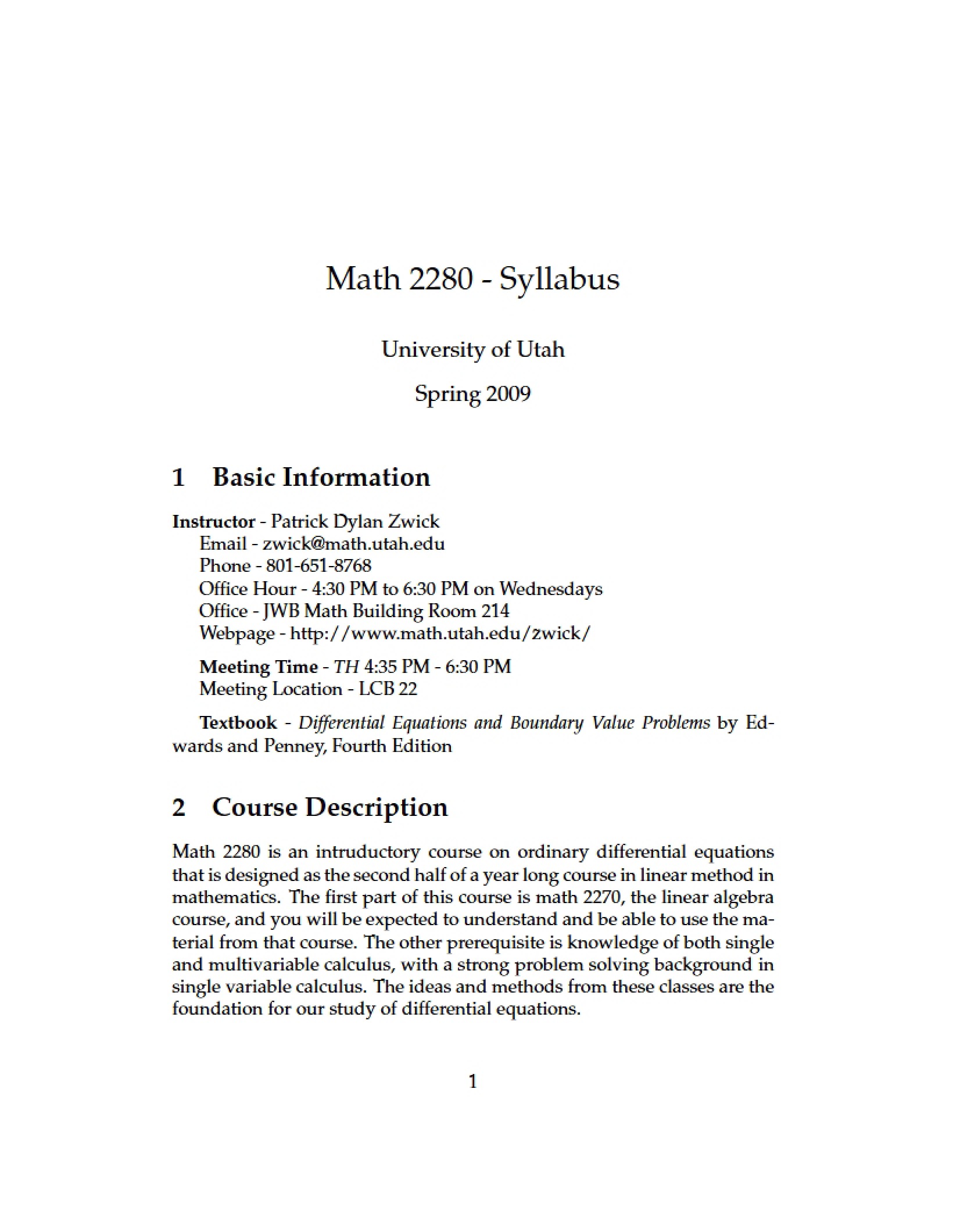 Math 2280 Class Guide