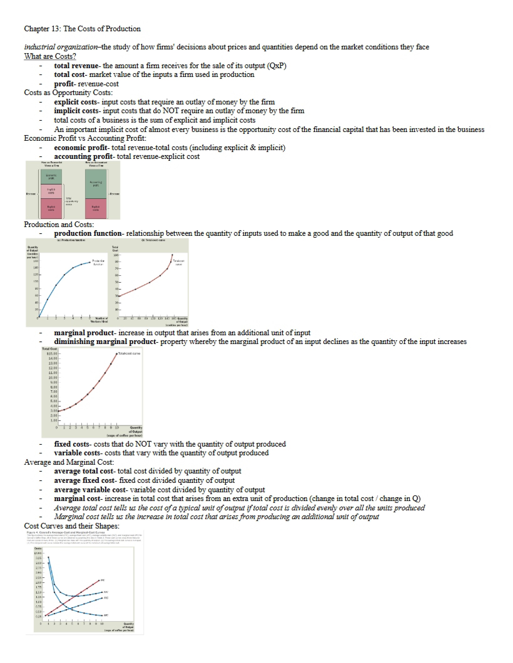 Costs of Production - Chapter 13