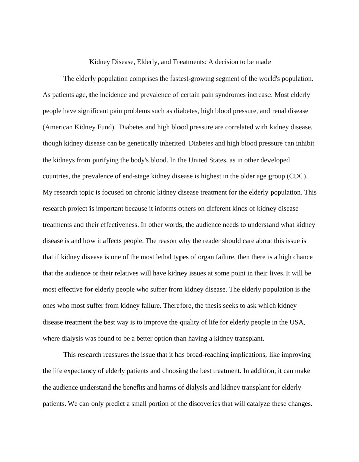 Kidney Disease Treatment - Improving Quality of Life for the Elderly
