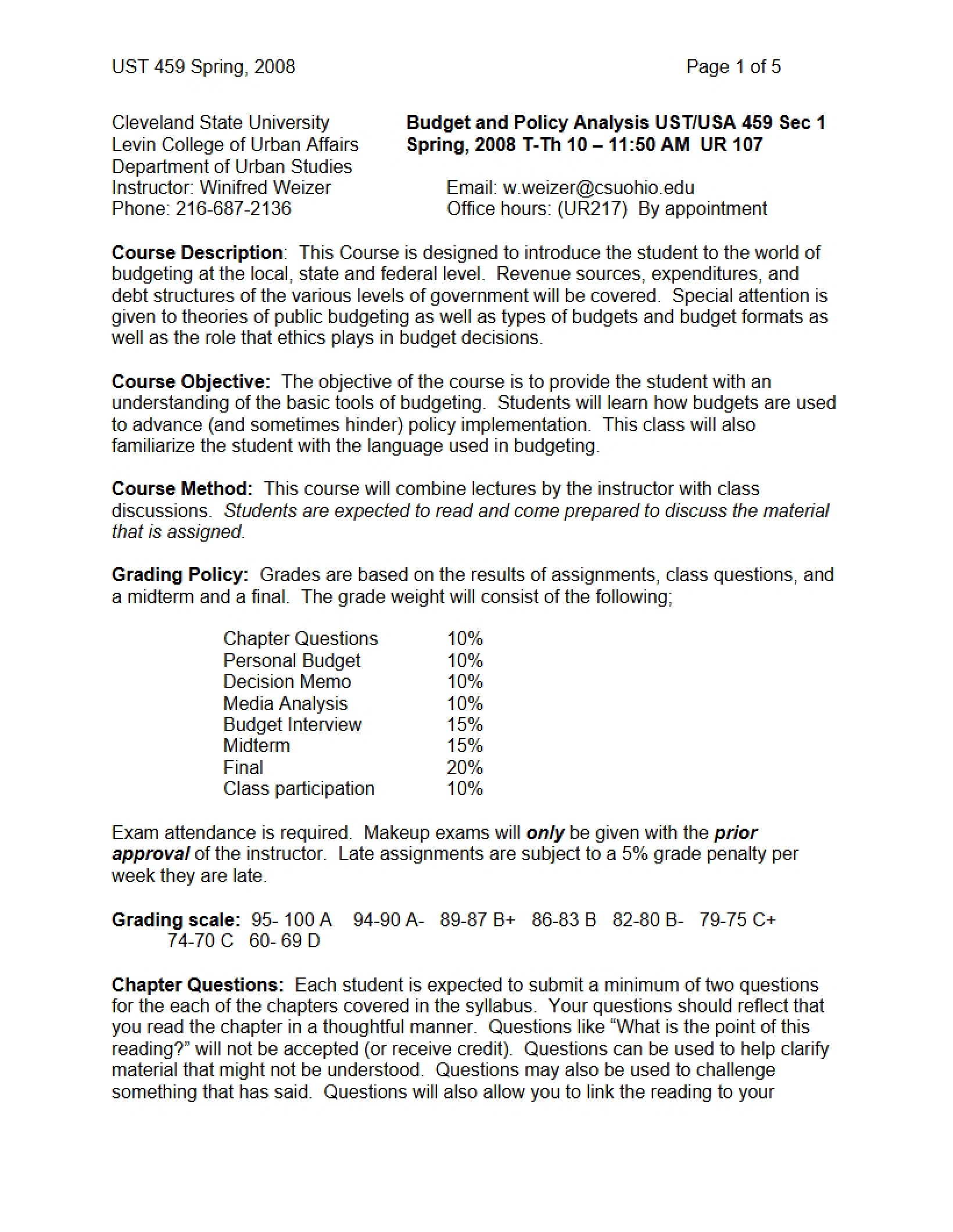 Syllabus Budgeting and Policy Analysis