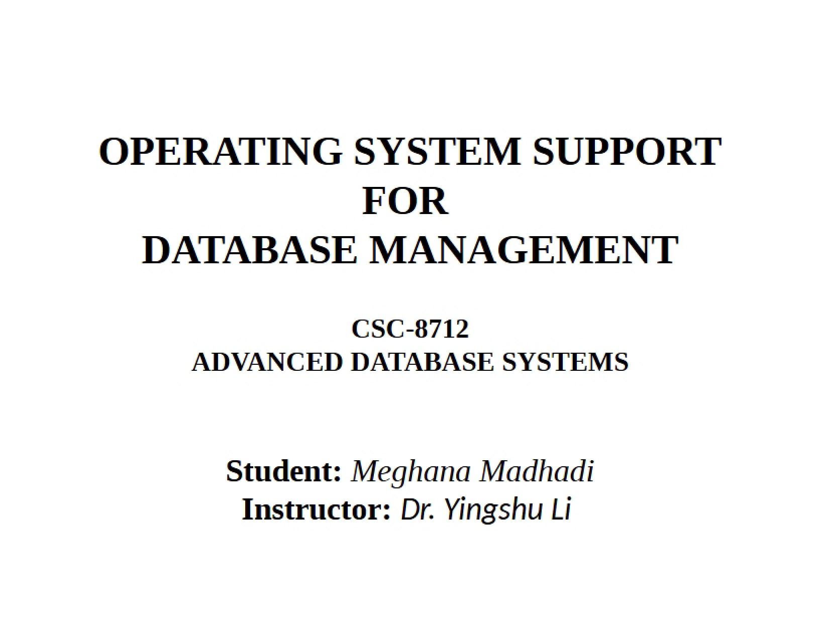 Database Systems Meghana