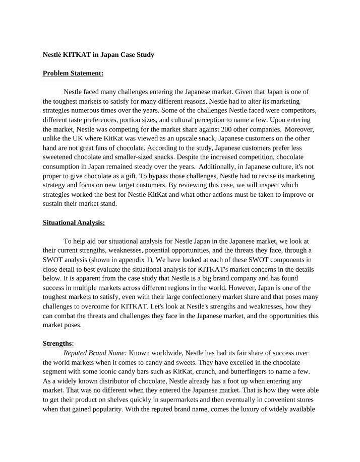Case Study - Nestle KitKat in Japan