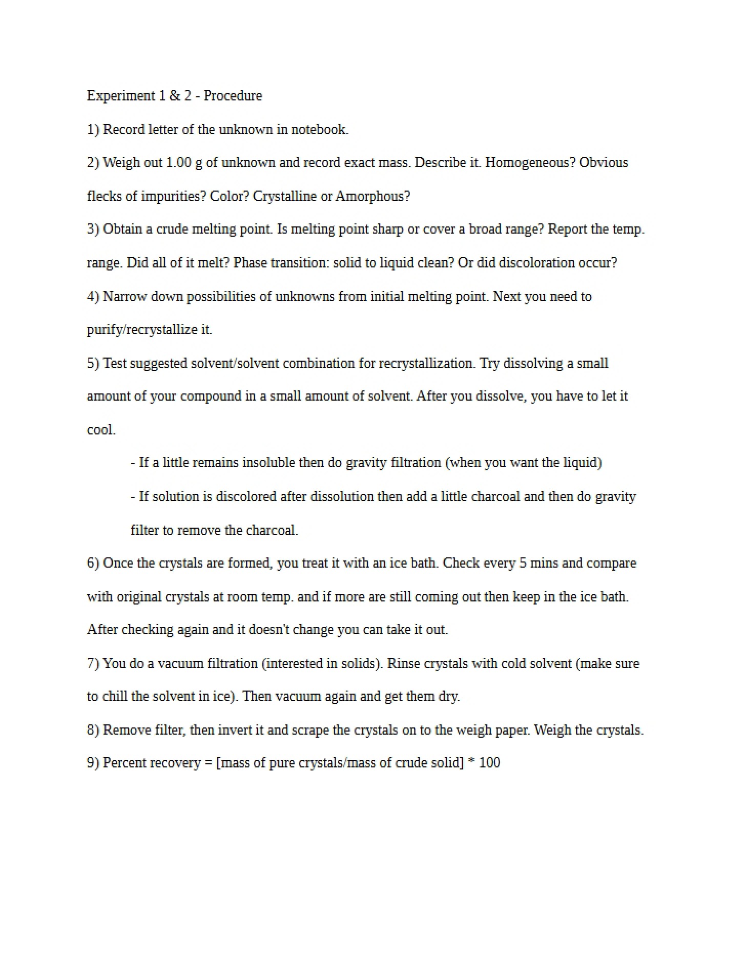 Procedures for Experiments One and Two