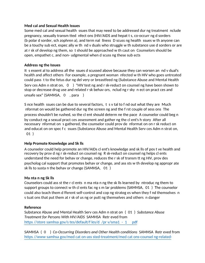 Medical and Sexual Health Issues in Substance Use