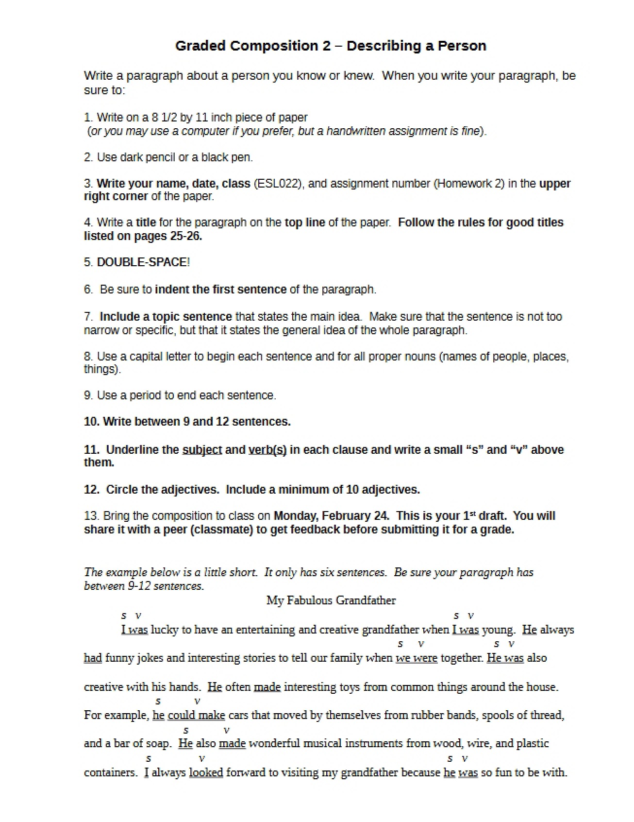 Composition Two Graded Person Description