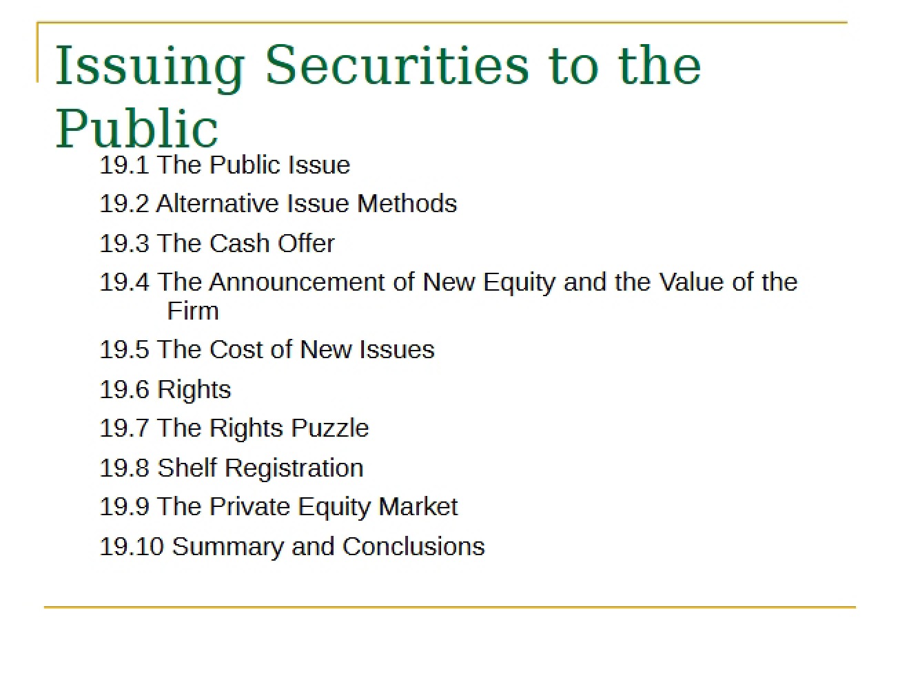 Notes from Financial Management Lectures
