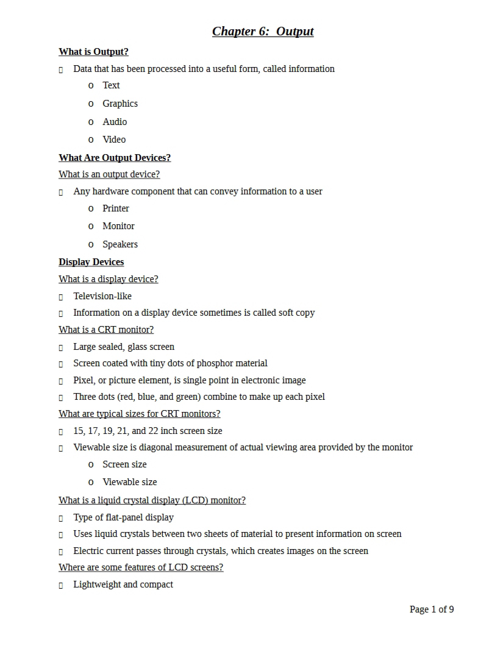 Sixth Outline