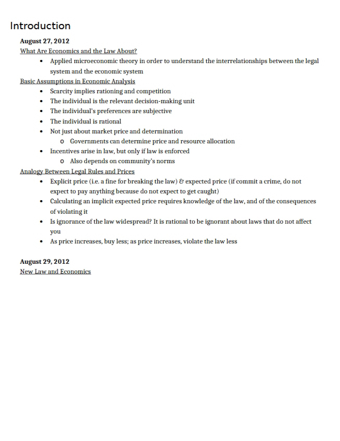Principles of Economics and the Law