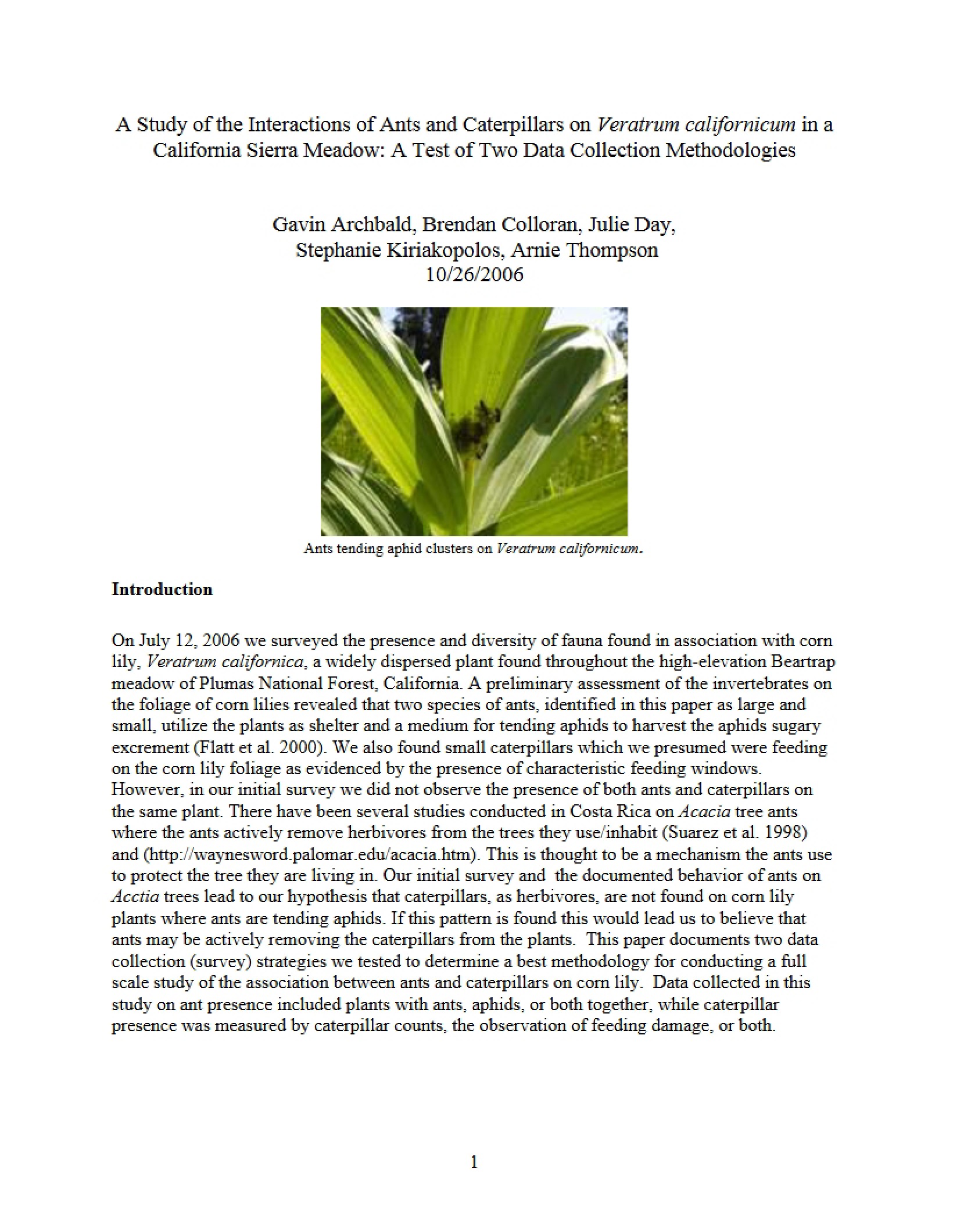 Testing Methodologies for Data Collection