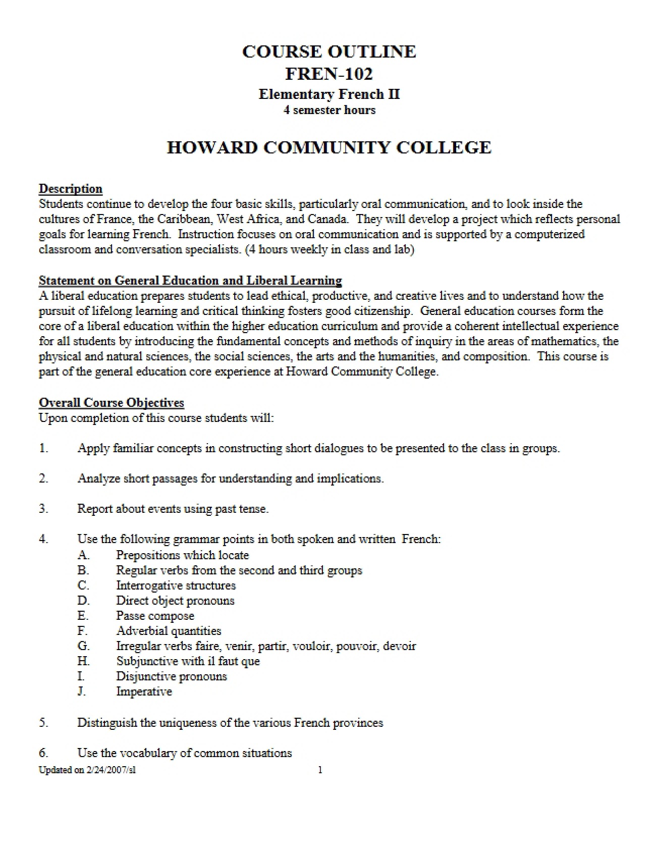 French II Foundational Studies