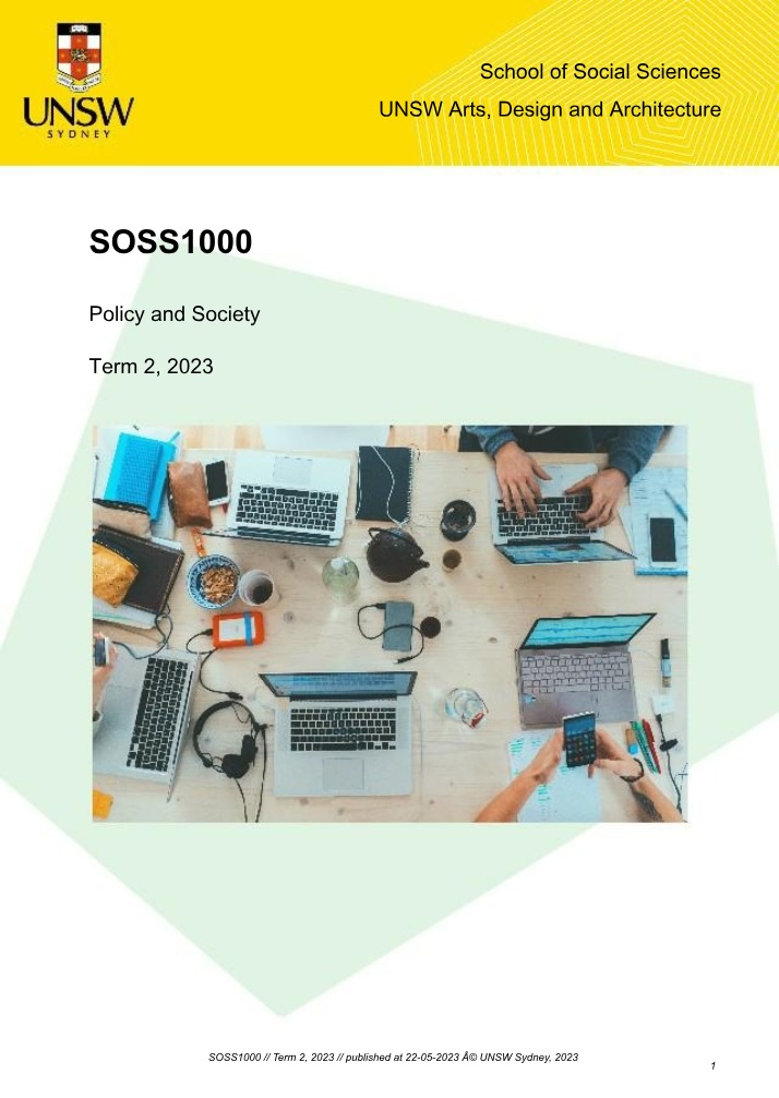 Policy and Society - A UNSW Social Science Course