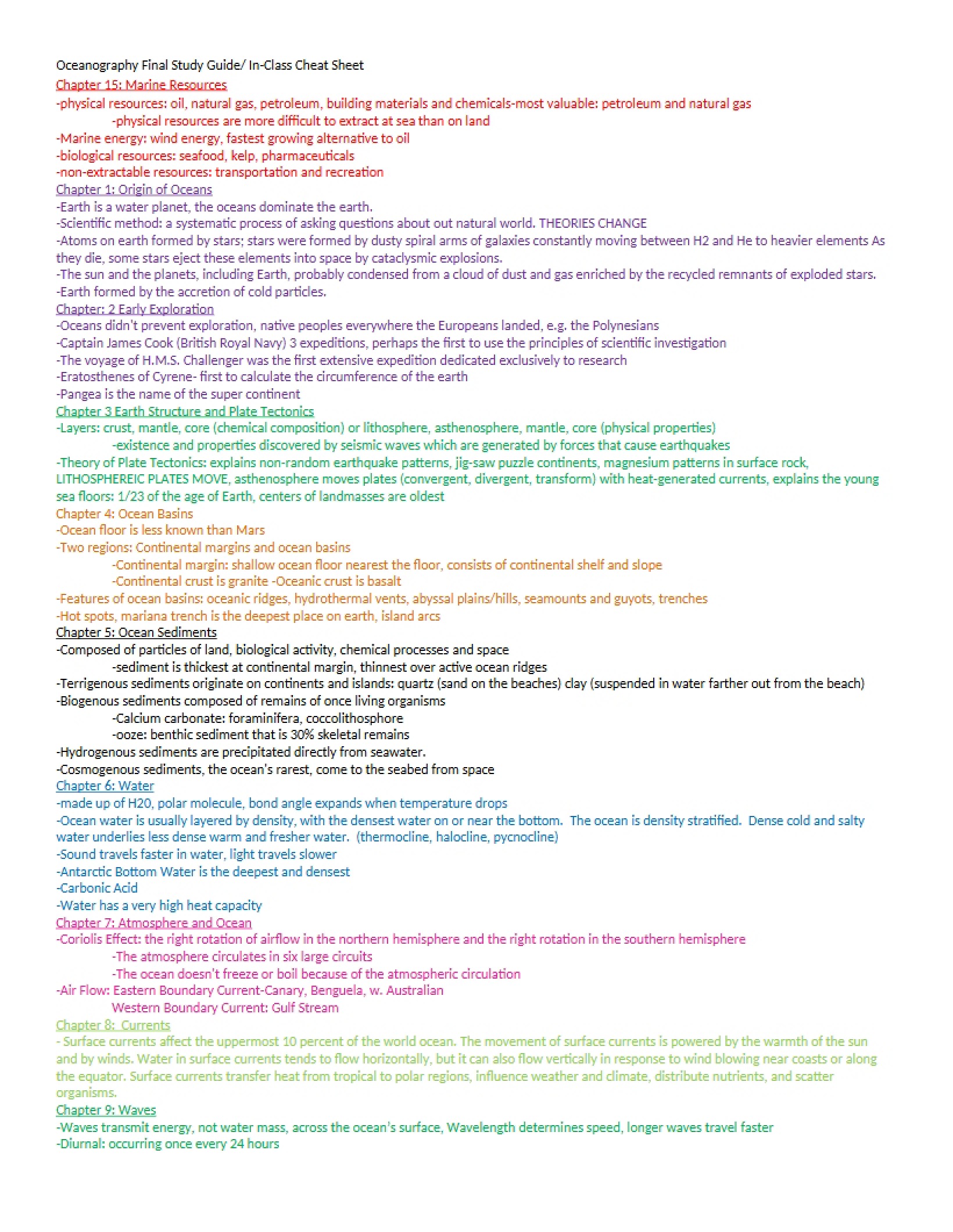 Guide for Final Study