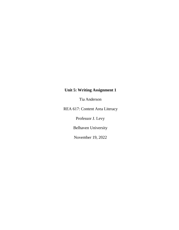 Writing Assignment 1 - Unit 5