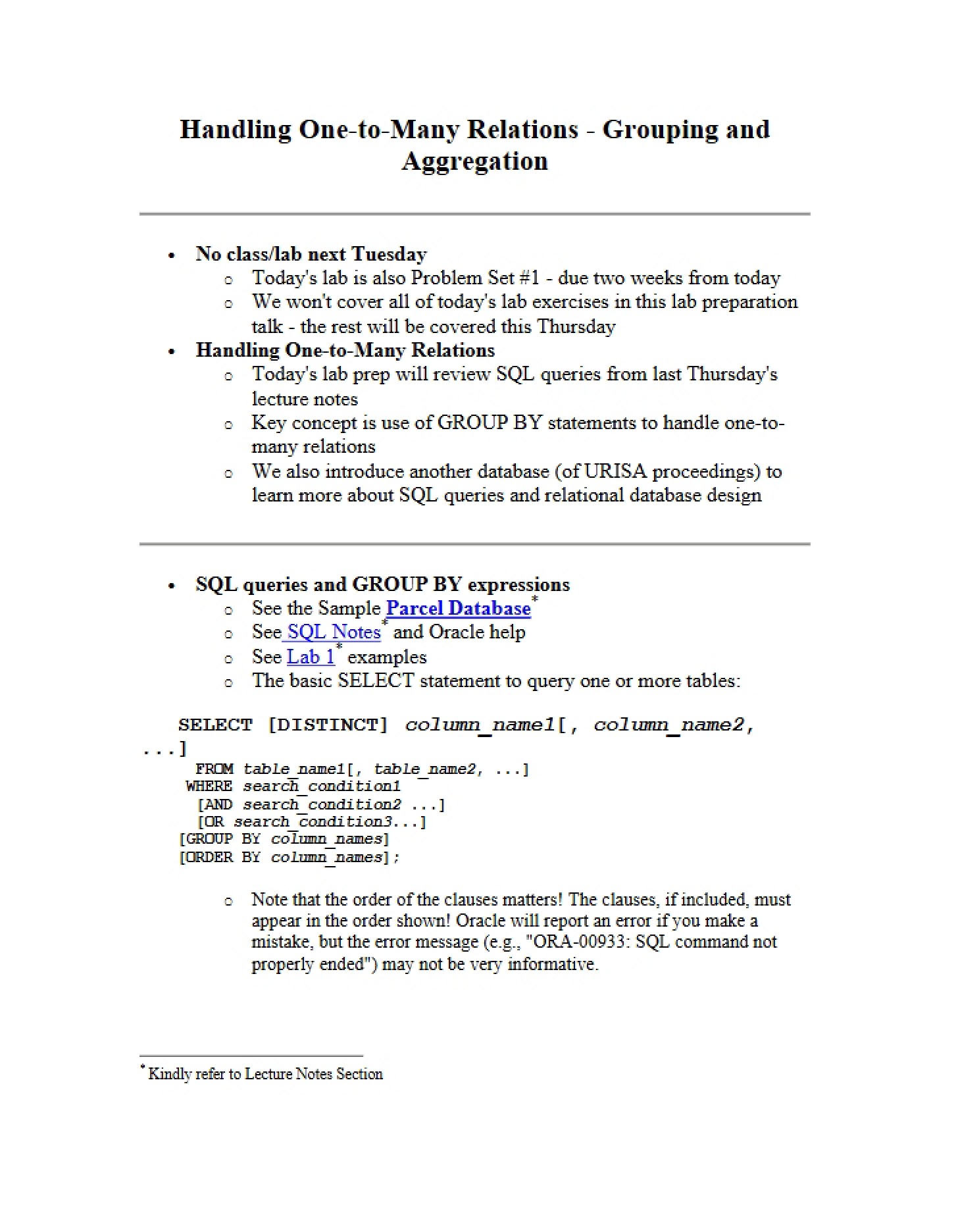 Grouping and Aggregation One-to-Many Relations