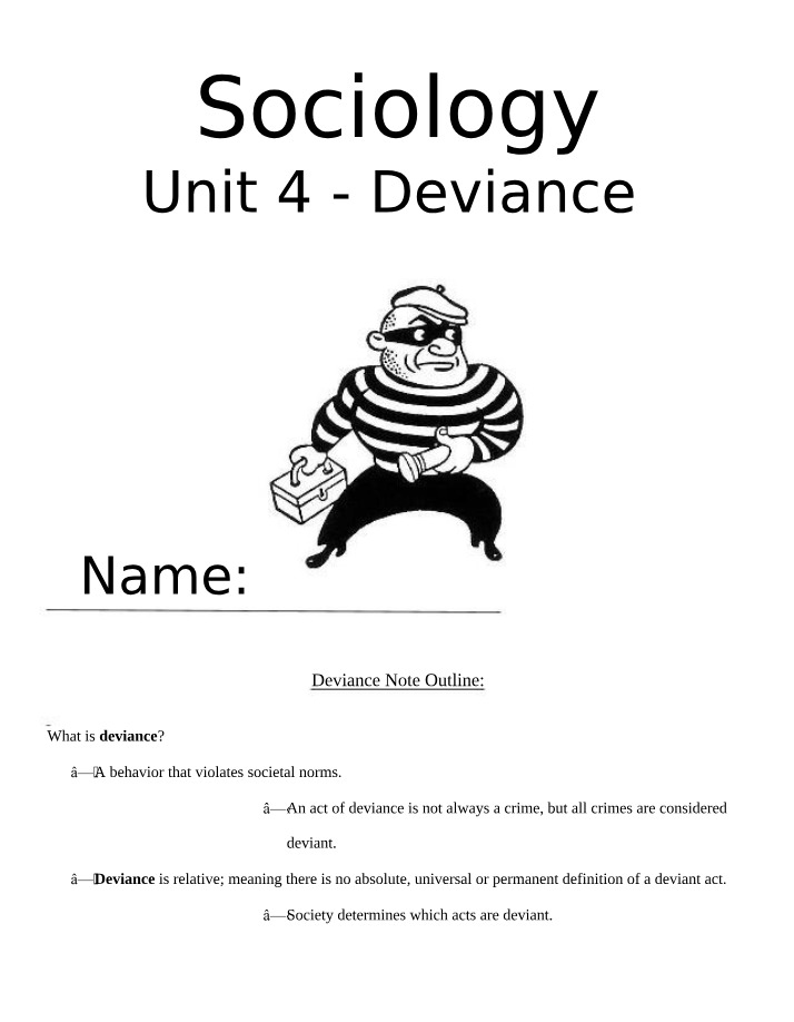 Spring 2022 Deviance Packet