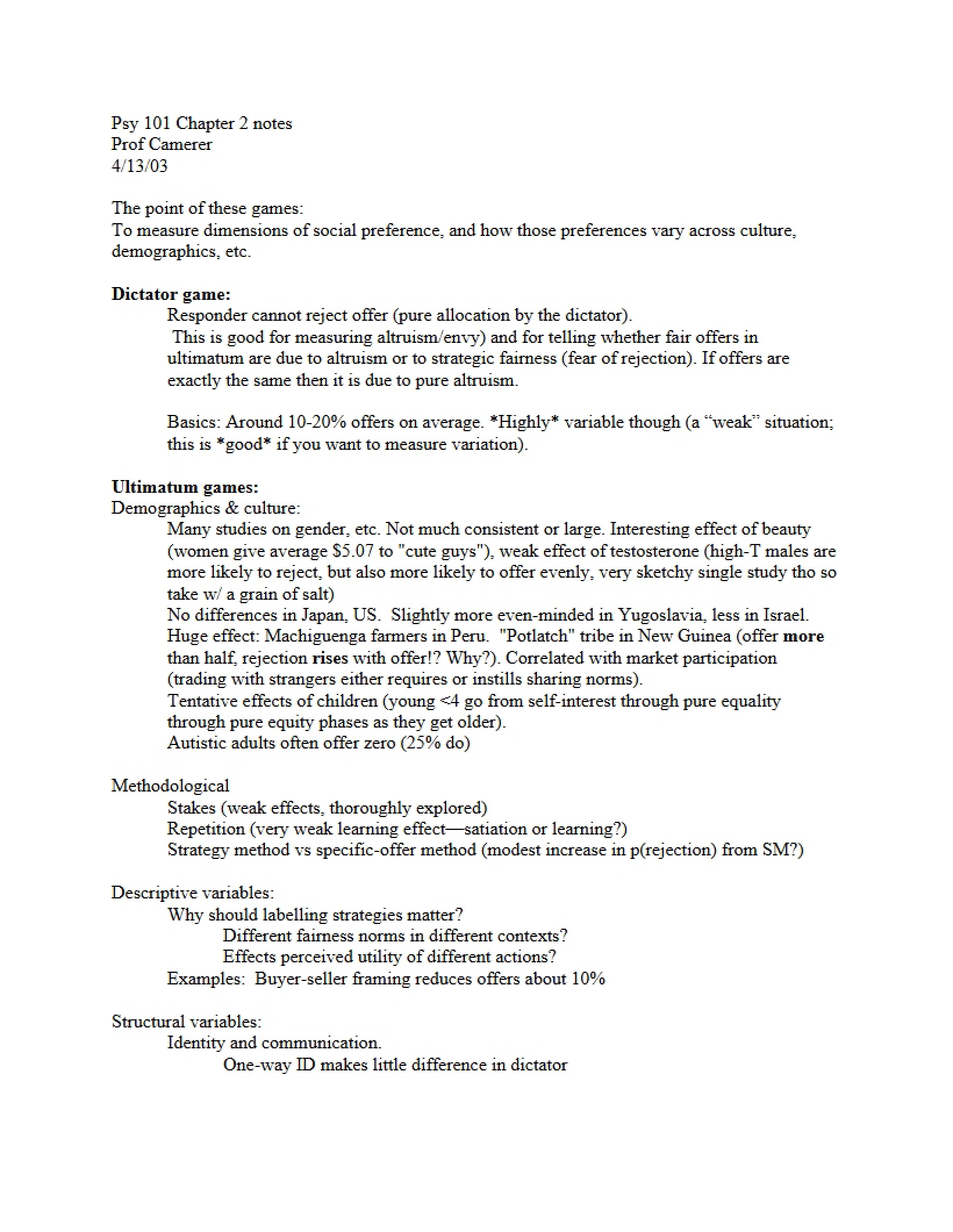Selected Psychology Topics Notes