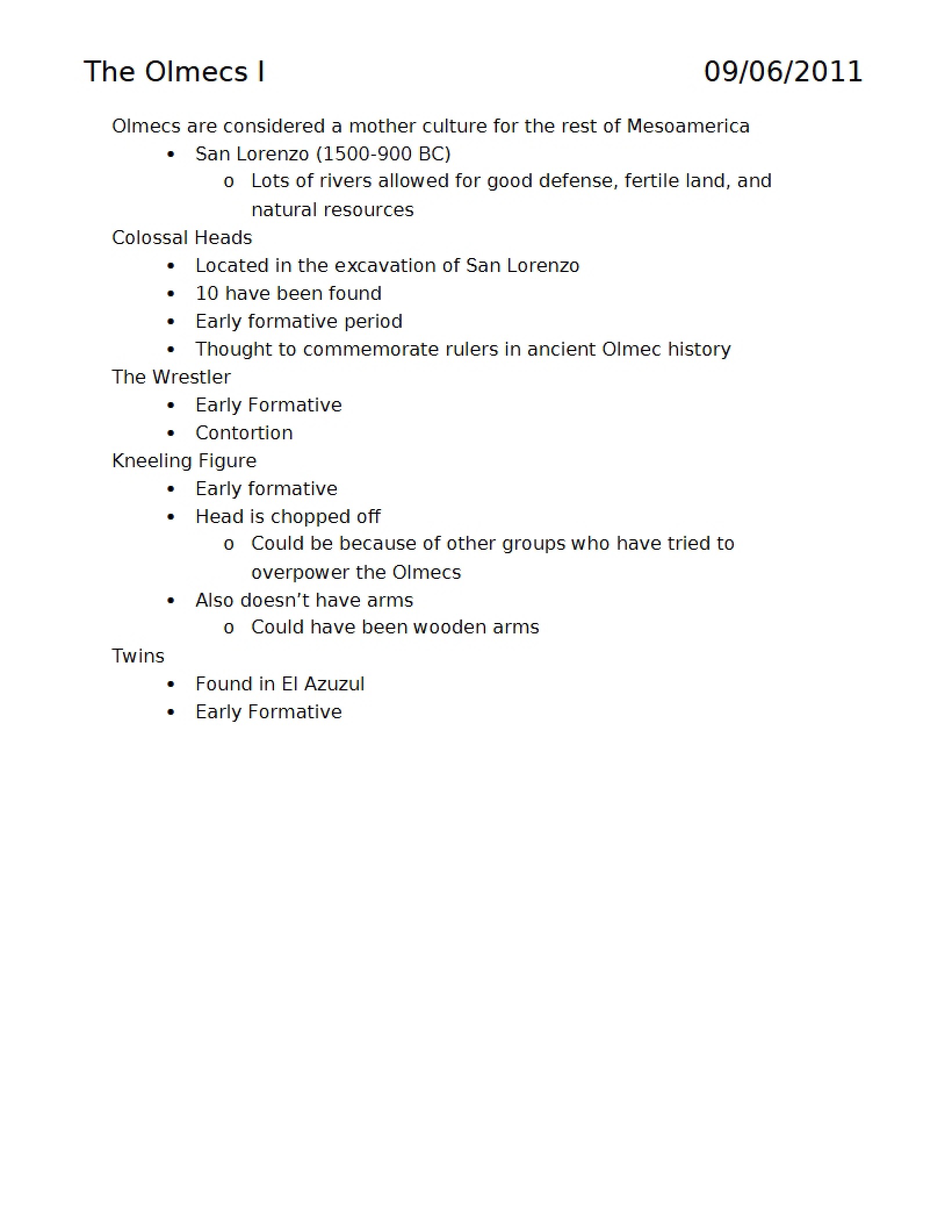Part One The Olmecs